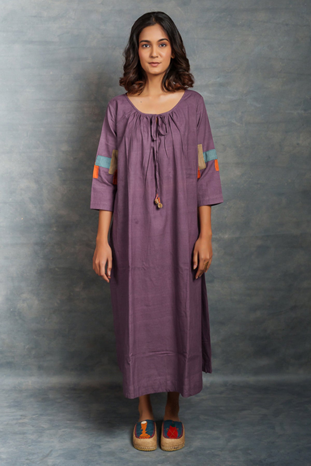 Buy Purple Full Sleeves Midi Dress by Thread Game for women online at ScrollnShops